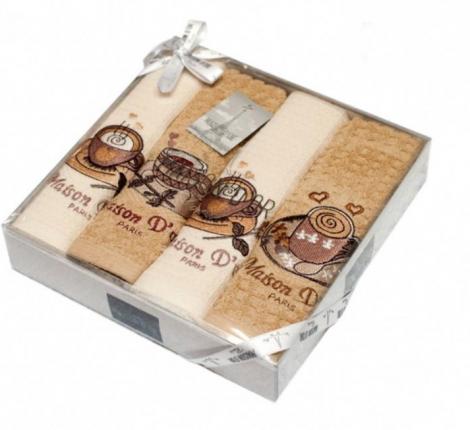 Комплект кухонных полотенец Maison D'or "MOSAIC" 40х60-4шт, крем/бежевый