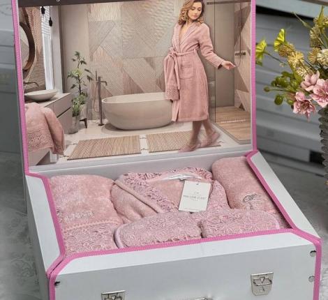 Комплект Maison D'or "WEDDING" (Халат XL(50)-XXL(52)+Полотенца 50х100-85х150), пыльная роза
