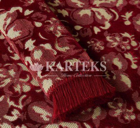 Покрывало шпигель люкс "Karteks" на диван 180х220  ЦВЕТЫ, бордовый