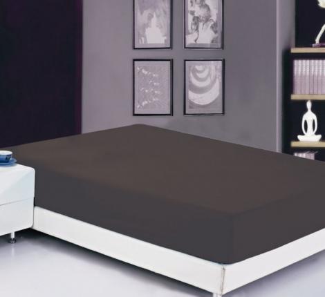 Простынь сатин на резинке темно-серая (PRC-R-18), 160x200