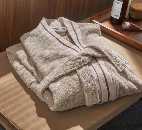 Халат махровый "Blanc des Vosges" PLAISANCE SABLE (бежевый), M