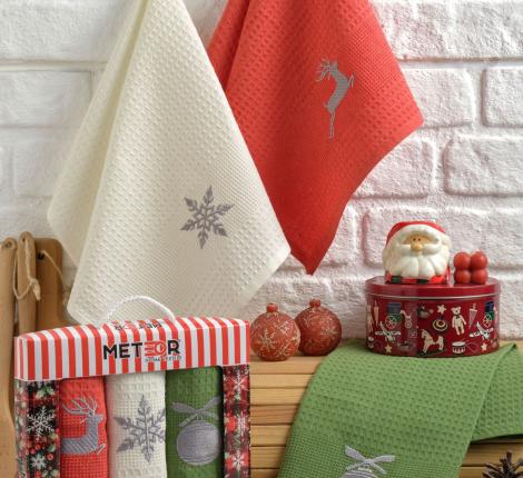 Салфетки вафельные "METEOR" 40х60 (3 шт.) NEW YERA СИМВОЛ ГОДА V2