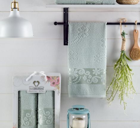 Комплект махровых полотенец "TWO DOLPHINS" (50x90/70х140) 2 шт. EMIRA, светло-зелёный