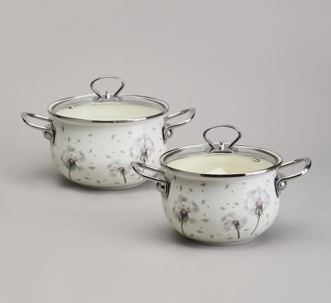 Набор эмалированных кастрюль с крышкой "DANDELION", 4 предмета