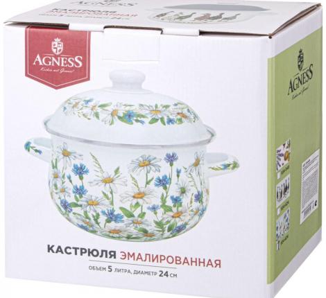 Кастрюля эмалированная с крышкой "FAMILY FARM", 5.0 л