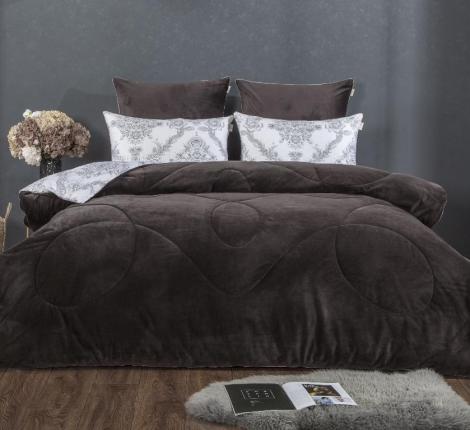 Постельное белье с одеялом "Kazanov.A." Диора (графит жемчуг) Велюр/Egypt Cotton, Евро