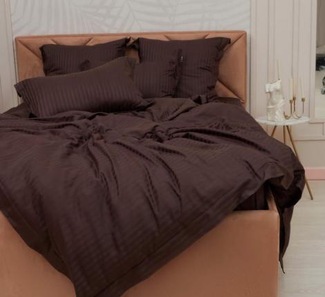 Постельное белье "Sofi de Marko" Моне (шоколад) Страйп Сатин, 1,5 спальный