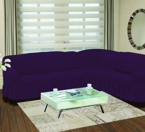 Чехол на диван угловой правосторонний &quot;BULSAN&quot; 2+3 посадочных мест, Фиолетовый