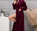 Халат женский трига с капюшоном "AMBIELLA A-1215" фиолетовый, L/XL