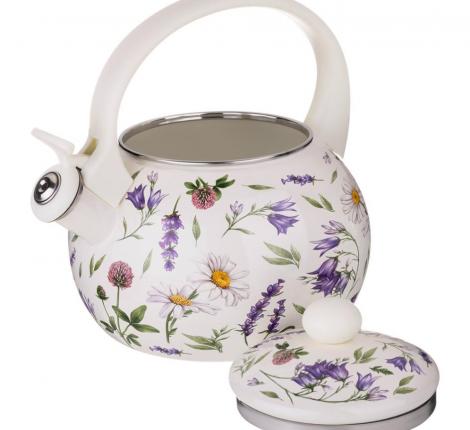Чайник эмалированный со свистком "FLOWER STORY", 2,2 л