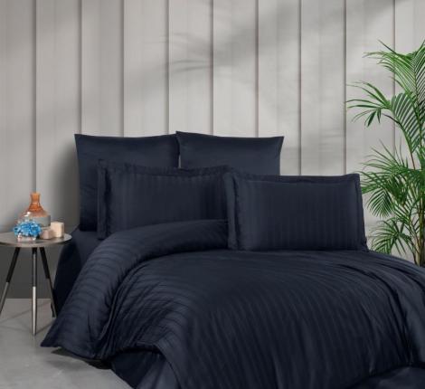 Постельное бельё "DO&CO" Сатин DELUX STRIPE, Семейный (синий)