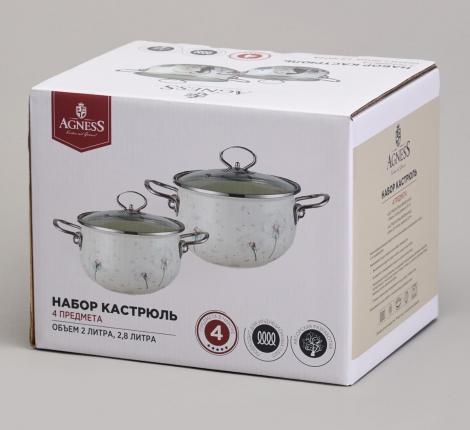 Набор эмалированных кастрюль с крышкой "DANDELION", 4 предмета