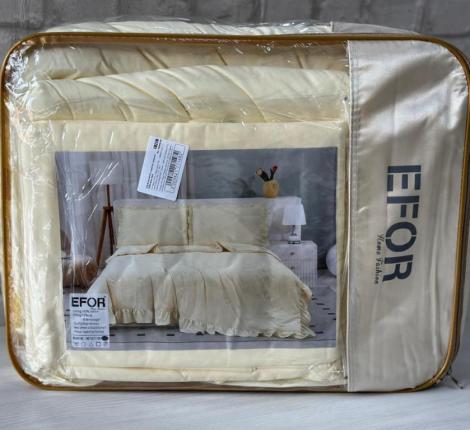 Постельное бельё с одеялом EFOR SATEN с рюшами (кремовый), Евро