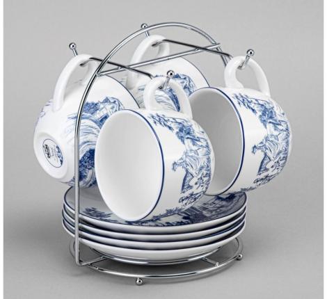 Чайный набор на металлической подставке "NOVEL" на 4 персоны, 8 предметов (220 мл)