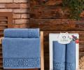 Комплект махровых полотенец "TWO DOLPHINS" (50x90/70х140) 2 шт. KALUGA, тёмно-голубой