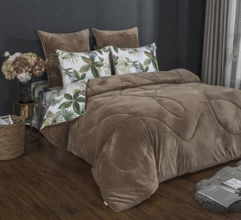 Постельное белье с одеялом "Kazanov.A." Мале (бежевый жемчуг) Велюр/Egypt Cotton, Евро