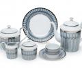 Чайный сервиз "ARCADES GRIS BORD PLATINE" на 6 персон, 22 предмета (лиможский фарфор)