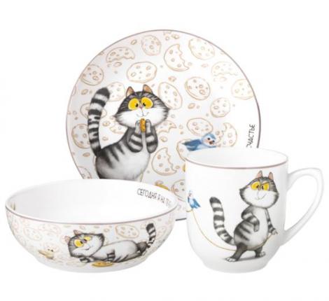 Набор посуды "СЧАСТЬЕ ЕСТЬ", 3 предмета