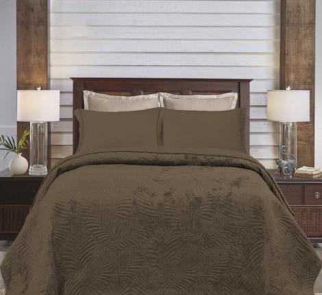 Покрывало из вареного бархата "KARTEKS" 04, 240х260 (50х70-2 шт), коричневый