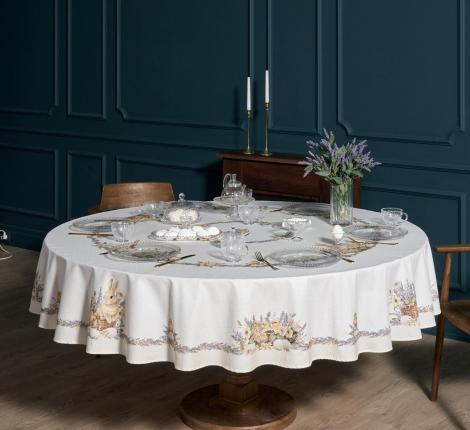 Скатерть круглая с пропиткой "ЛАВАНДОВАЯ ВЕСНА", 220 см