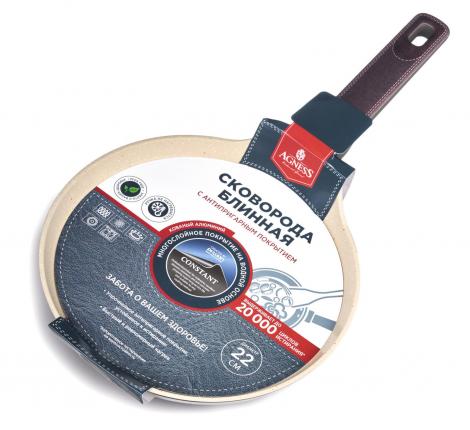 Сковорода блинная AGNESS "PFLUON MARBLE" 902-106, диаметр 22 см