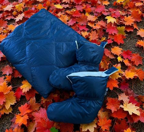 Дорожный плед-пончо пуховый "Travel Cape Plaid Grass" INDIGO, 130х170