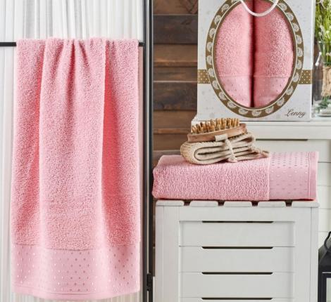 Комплект махровых полотенец &quot;TWO DOLPHINS&quot; (50x90/70х140) 2 шт. LENNY, розовый