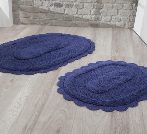 Набор ковриков для ванной &quot;MODALIN&quot; кружевной LOKAL 60x100 + 50x70 см 1/2, Синий