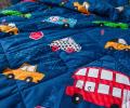 Постельное белье с одеялом детское "Sofi de Marko" Трафик (синий) Сатин, 1,5 спальный