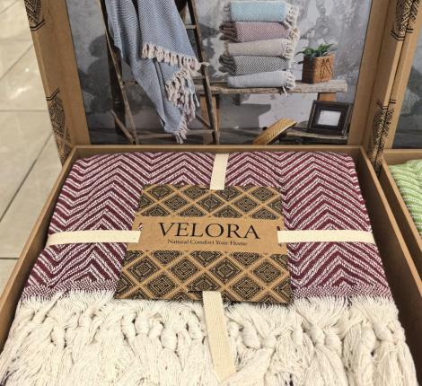 Плед двухцветный-2 "Velora Home" 200х230, бордовый