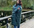 Дорожный плед-пончо пуховый "Travel Cape Plaid Grass" DARK GREEN, 130х170