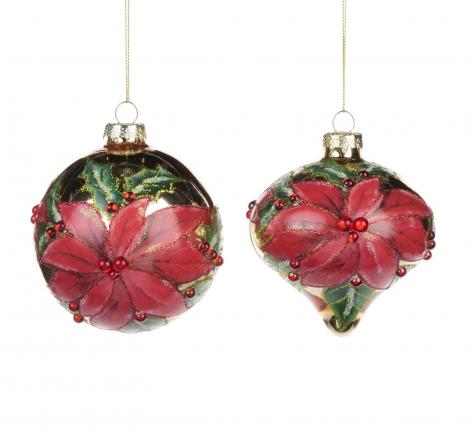Шары стеклянные 2 шт. "GOODWILL" (золото с красным), диаметр 10 см