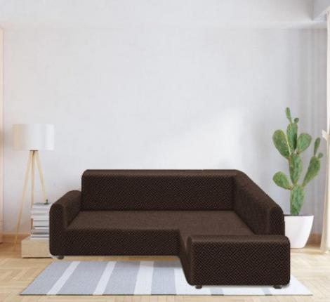Чехол на 3-х местный угловой диван Karteks &quot;Стандарт&quot; KAR 011-07, тёмно-коричневый