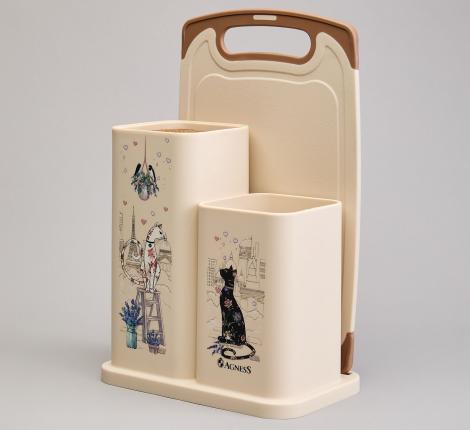 Набор из подставки и доски "LAVENDER CATS"