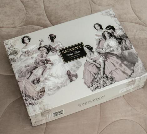 Постельное белье с одеялом "Kazanov.A." Эльба (бежевый графит) Велюр/Egypt Cotton, Семейный