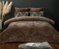 Постельное белье с одеялом "Kazanov.A." Байрон (бежевый трюфель) Велюр/Egypt Cotton, Семейный