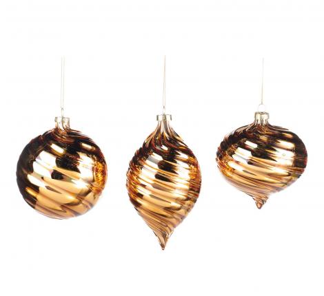 Стеклянные фигуры 3 шт. GOODWILL" (золотой), диаметр 10 см