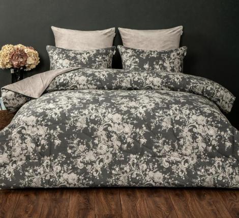 Постельное белье с одеялом "Kazanov.A." Эльба (бежевый графит) Велюр/Egypt Cotton, Семейный