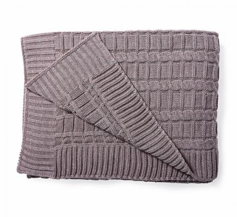 Плед вязаный "КОСЫ" 180x200, капучино