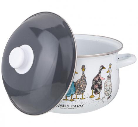 Кастрюля эмалированная с крышкой "FAMILY FARM", 5.0 л