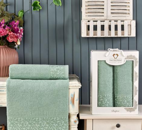 Комплект махровых полотенец "TWO DOLPHINS" (50x90/70х140) 2 шт. DNIPRO, зелёный
