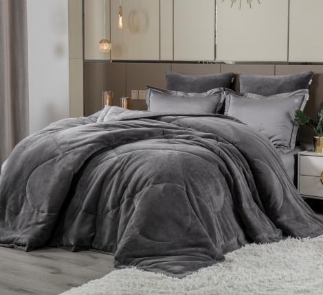 Постельное белье с одеялом "Kazanov.A." Lindor Fluffy (графит) Велюр/Egypt Cotton, Евро