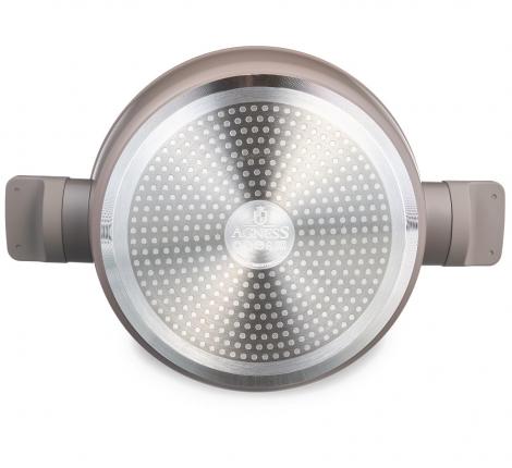 Сотейник с крышкой "AGNESS" 902-115 с антипригарным покрытием PFLUON MARBLE, 26*7,5 см