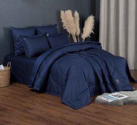 Постельное белье с одеялом "Kazanov.A." Stripe Le-Man (индиго) Страйп Сатин, Семейный