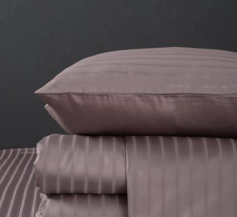 Постельное белье с одеялом "Kazanov.A." Stripe Le-Man (капучино орхидея) Страйп Сатин, Семейный