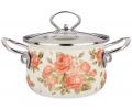 Кастрюля эмалированная с крышкой ""КОРЕЙСКАЯ РОЗА", 1,5 л