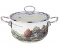 Кастрюля эмалированная со стеклянной крышкой "FAMILY HOUSE", 2,8 л