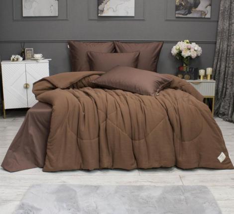Постельное белье с одеялом "Kazanov.A." Muslin&Satin Solid color (брауни охра), Евро