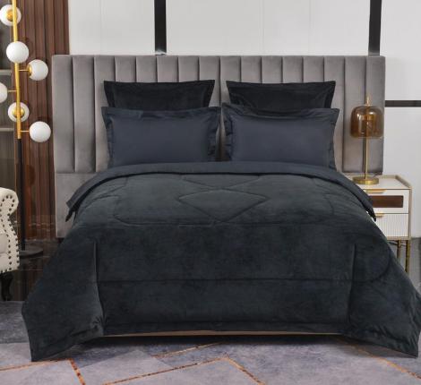Постельное белье с одеялом "Sofi de Marko" Энрике (черный) Велюр, 1,5 спальный