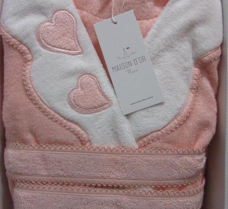 Халат женский махровый с тапочками Maison D'or "MONIQUE KALPLI" (персиковый), XL(50)-XXL(52)